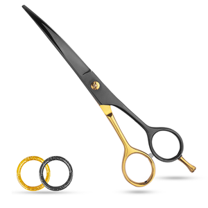 Ciseaux de coiffeur professionnels de haute qualité ciseaux de coupe de cheveux en acier inoxydable lame tranchante ciseaux de Salon en or noir en gros - Product Image 1