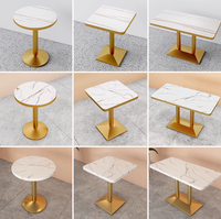 Meubles de restaurant personnalisables Table à manger en bois imitant le pied en métal de conception de marbre-pour les cafés provenant directement de l'usine