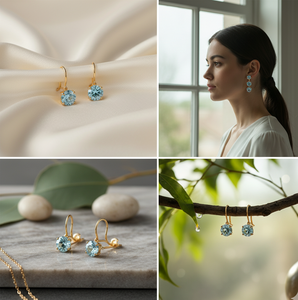 Pendientes de gota de Plata de Ley 925 Hydro de Topacio Azul, joyería de moda de piedras preciosas chapadas en oro de 18 quilates para mujer - Product Image 4