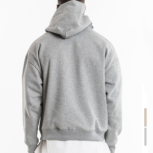Sweat-shirt à capuche oversize avec fermeture éclair et fermeture éclair pour hommes, sweat-shirt épais avec logo personnalisé, à épaules tombantes et à double fermeture éclair, grande taille - Product Image 4