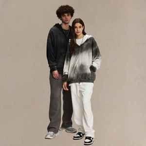 Custom Men's Vintage Washed Oversized Loose <b>Thin</b> <b>Hoodie</b> with 3D Embroidery 100% Cotton Winter 420gsm for Men - Product Image 5