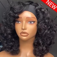 Perruques à bandeau bouclées et volumineuses en cheveux naturels pour femmes noires, perruques en cheveux naturels entièrement fabriquées à la machine