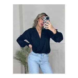 Blusa Sandy senza maniche a maniche lunghe a doppio petto da donna