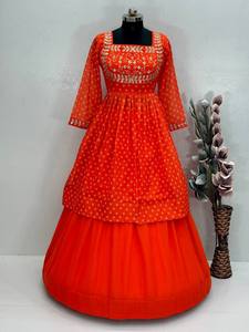 NAVRATRI COLLECTION MODERN EMBROIDERY SEQUENCE WORK <b>TOP</b> with <b>LEHENGAS</b> for PARTY QUICK DRY ALL SEASONS - Product Image 4