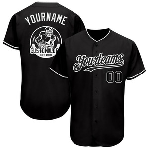 Camiseta de béisbol auténtica Blanca Negra personalizada - Product Image 1