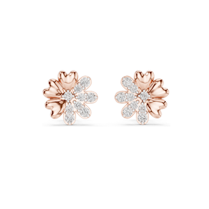 0.35 CT Lab Diamond Floral <b>Stud</b> Earrings VVS-VS EF Clarity 18KT, 14KT, 10KT Gold & 925 <b>Silver</b> Rose, Yellow, White Gold & - Product Image 2