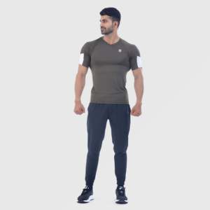 เสื้อยืด Speed Fit ผ้าโพลีเอสเตอร์ถัก 100% น้ำหนักเบา สีพื้น พร้อมลายสกรีน สไตล์เพอร์ฟอร์แมนซ์สำหรับออกกำลังกาย สีเขียวมะกอก - Product Image 4