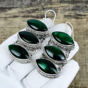 Green Labradorite Earrings 925 Sterling Silver Triple Drop Marquise Boho Earrings Handmade Jewelry Unique Gift - Product Image 4