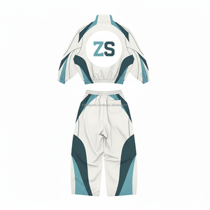 220GSM Lightweight Polyester Windbreaker Set Stylish Blue <b>White</b> Panel Design Custom Logo Heat Transfer And Embroidery plus size - Product Image 2