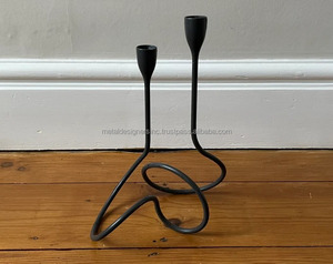 ที่ใส่เชิงเทียนเหล็กแบบวินเทจสุดหรูโถเรียวโลหะซิกแซกแบบห่วงสำหรับตกแต่งบ้านและของขวัญ - Product Image 2