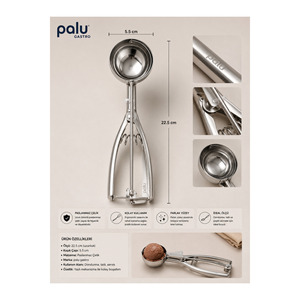 Cuillère à glace professionnelle en acier inoxydable à ressort, 22,5 cm - Product Image 1