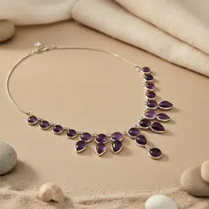 Collar de Plata 925 con Amatista para Mujer, Elegante Joyería de Cristal con Piedras Preciosas - Product Image 2