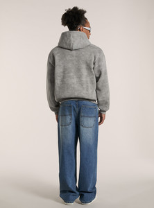 Pull à capuche d'hiver en polaire pour hommes, motif solide, noir, éponge française, col à capuche avec fermeture éclair, tailles hautes disponibles, vente en gros - Product Image 4