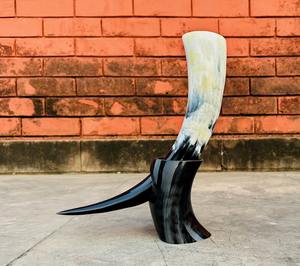 Vente chaude 2024 Médiéval Viking Corne À Boire Tasse En Laiton Naturel Ajusté Buffle Ox Corne avec Support Style Animal - Product Image 2