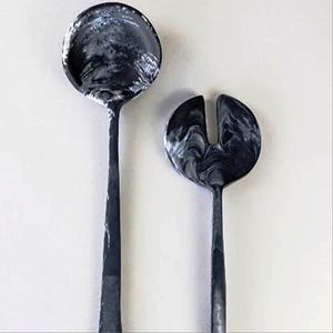 Ensemble de serveurs à salade en bois de manguier sculpté, bois naturel avec 2 spatules, ustensiles durables faits à la main - Product Image 6