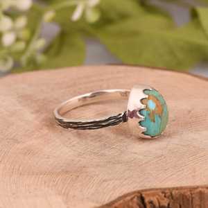 Bague en argent sterling avec turquoise Kingman faite à la main, sertie en forme de goutte, style bohème sud-ouest, bijou de luxe, cadeau de mariage - Product Image 4