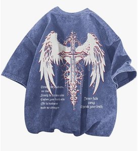 Sweat-shirts vintage gothique punk pour hommes, lavage à l'acide, 100% coton, molleton, coupe régulière, streetwear grunge, t-shirts graphiques surdimensionnés - Product Image 1