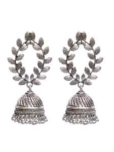 Jhumkas ใบสีเงินที่สวยงามสำหรับผู้หญิงเกรดสูง | ต่างหูเทศกาลขายดีที่สุด - Product Image 5