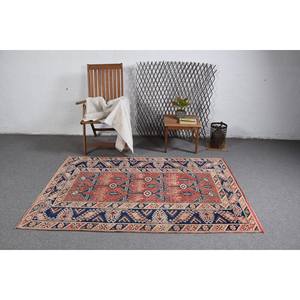 Tapis Patchwork en laine caucasienne rouge noir Style Boho tapis Rectangle fait à la main pour entrée chambre salon 4.3ft X 6.5ft Latex - Product Image 3