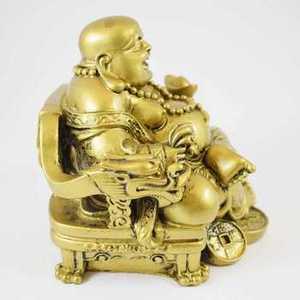 Estatua de Buda Risueño de Latón Hecha a Mano en India, Venta al por Mayor para Decoración de Mesa de Oficina en el Hogar, Mandir y Regalos Especiales - Product Image 2