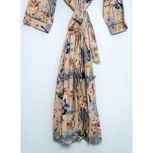 Premium Quality 100% Cotton Hand Block beige Color Kimono <b>Robe</b> Coverups Bath <b>Robes</b> Wrap Dress for <b>Women</b> From India - Product Image 5