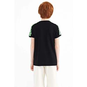 T-shirt imprimé à col rond pour garçons Tommylife, coupe classique, haut à manches courtes en coton noir pour enfants, modèle 11121 - Product Image 5