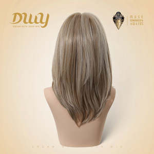 Thea-DWY Mid-Length Layered Lace-Free Part Blonde Highlighted Glueless <b>Wig</b> with Transparent Lace New Arrival - Product Image 3