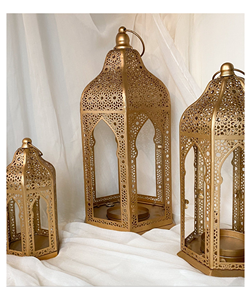 Attractive Design Rose Gold Color Stainless Steel Handmade Eco-Friendly Modern Embossing Printing Hanging Hammered <b>Lantern</b> - Product Image 1