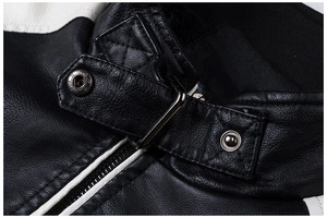 Men 2024 Winter New Casual Motor Thick Fleece Leather Jackets Men Autumn Outdoor Fashion <b>Biker</b> Warm PU Leather Jacket - Product Image 4