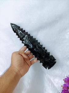 Cuchillo de Obsidiana Negra, Pedernal para Cuchillos, Hoja de Fantasía con Muescas, Regalo Wicca, Elimina la Negatividad, Hecho a Mano, Calidad Premium, 10 Pulgadas - Product Image 2