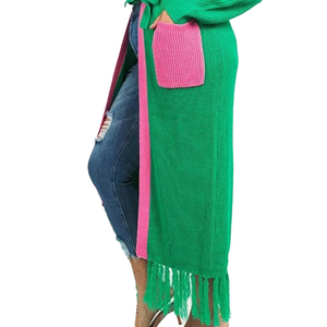 OEM/ODM Plus-Size <b>Women's</b> Casual Fringe <b>Cardigan</b> for AKA Sorority Greek Apparel V-Neck Front Embroidery Button Winter Sweater - Product Image 5