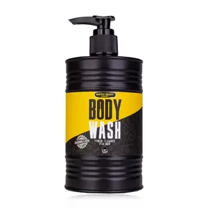 Körperwaschbad und Duschgel-Toolkit in Pumpen-Dispenser gelb/schwarz mit Sandelholz- und Musk-Düft PU 24 Badzubehör-Set