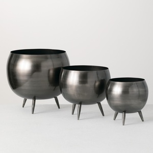 White Enamel Metal Planter <b>Pot</b> Set with Gold Rim Edge irregular Shape Decorative Flower <b>Pot</b> for Luxury Home Garden Decoration - Product Image 6