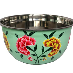 king Stainless Steel Colored Bowls Enamel Ware Steel Bowls Food Storage Bowls Hand Printed New Modern - Product Image 1