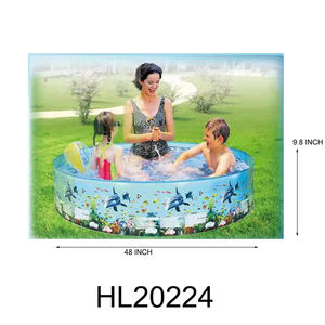 Piscine gonflable Hl20224 122x25cm pour enfants, piscine ronde en bois et PVC avec motif dauphin - Product Image 3