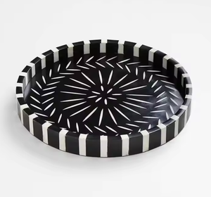 ถาดเสิร์ฟพร้อมสลักลายกระดูกจากอินเดียถาดเสิร์ฟแบบฝังกระดูกดีไซน์ใหม่ - Product Image 3