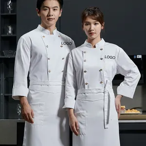 Chef Jacket Uniform for Restaurant Staff Long Sleeve Kitchen Jacket Men Customized Chef Coat