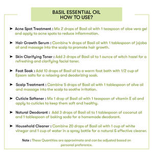 Huile Essentielle de Basilic Doux 100% Pure Qualité Thérapeutique & Cosmétique Pressée à Froid, Thé Blanc, Encens, Musc Blanc pour Hydratation - Product Image 5