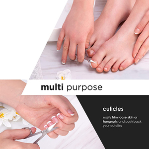 Ciseaux à ongles de beauté en acier inoxydable, lame incurvée tranchante manucure pédicure ciseaux à cuticules avec étui en cuir Pu - Product Image 4