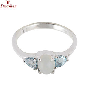 แหวนเงินแท้ 925 คุณภาพสูง ราคาคุ้มค่า ประดับโอปอลและบลูโทแพซธรรมชาติ หลายเม็ด สำหรับผู้หญิง ดีไซน์หรูหรา เหมาะสำหรับงานแต่งงานและแฟชั่น - Product Image 2