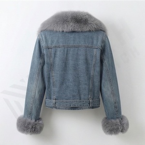 Vestes en jean décontractées pour femmes en fausse fourrure, hiver, personnalisées, multi-fourrure, manteau en jean personnalisé, couleur personnalisée, vêtements d'extérieur élégants, streetwear - Product Image 2