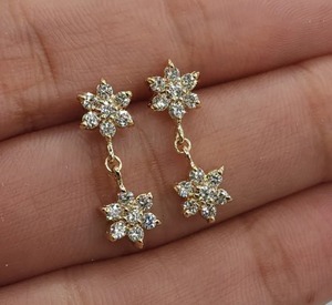 D E F couleur coupe ronde diamants cultivés en laboratoire boucles d'oreilles forme de fleur étoile fleur diamant boucles d'oreilles balancent boucles d'oreilles pour les femmes - Product Image 1