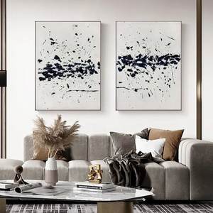 Moderno astratto incorniciato parete Art Set di 2 bianco e nero migliorare il vostro arredamento con elegante e elegante capolavoro - Product Image 3