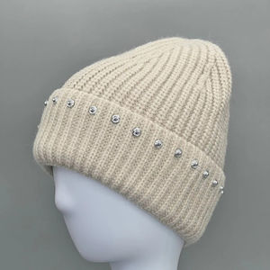 Wholesale 2026 High Quality Comfy Knitted Rhine Stoned Beanies Adjustable <b>Silk</b> <b>Lined</b> Warm Winter Beanie <b>Hats</b> - Product Image 6
