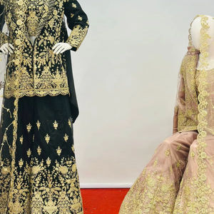 ชุดคอลเลกชั่นสำหรับเจ้าสาวปากีสถานชุดกระโปรงหินจาร์กันสำหรับเจ้าสาวเสื้อเบลเซอร์แบบหนักสุทธิ lehenga dupatta 9สี5แบบ - Product Image 1