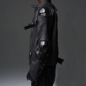 Vente en gros Automne Hiver Grande Taille 8XL Vestes en cuir pour hommes Veste en cuir PU décontractée en faux cuir avec fermeture éclair de couleur unie - Product Image 4