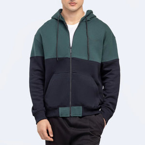 เสื้อฮู้ดผ้าคอตตอนเนื้อหนาสำหรับผู้ชายเสื้อสเวตเชิ้ตมีซิปบล็อกสีผสมผ้าคอตตอนคุณภาพสูงออกแบบโลโก้ได้ตามต้องการ - Product Image 6