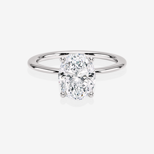 Bague de fiançailles solitaire en diamant de laboratoire taille ovale, or 9 carats, style Provence - Product Image 5