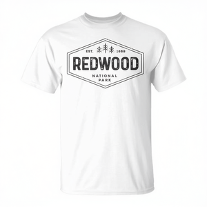 Camiseta del Parque Nacional Redwood, unisex, estilo vintage, con insignia de árbol hexagonal, ropa para senderismo - Product Image 2