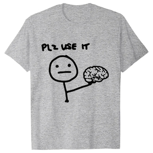 S'il vous plaît utiliser IT t-shirts pour hommes sarcasme drôle cerveau graphique Y2k hauts Streetwear à manches courtes Harajuku humour blague t-shirts surdimensionnés - Product Image 5